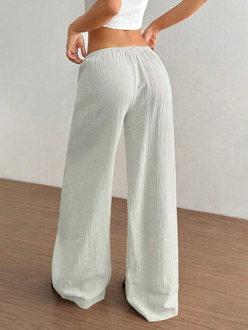 Casual Wide-Leg Polyester Pants
