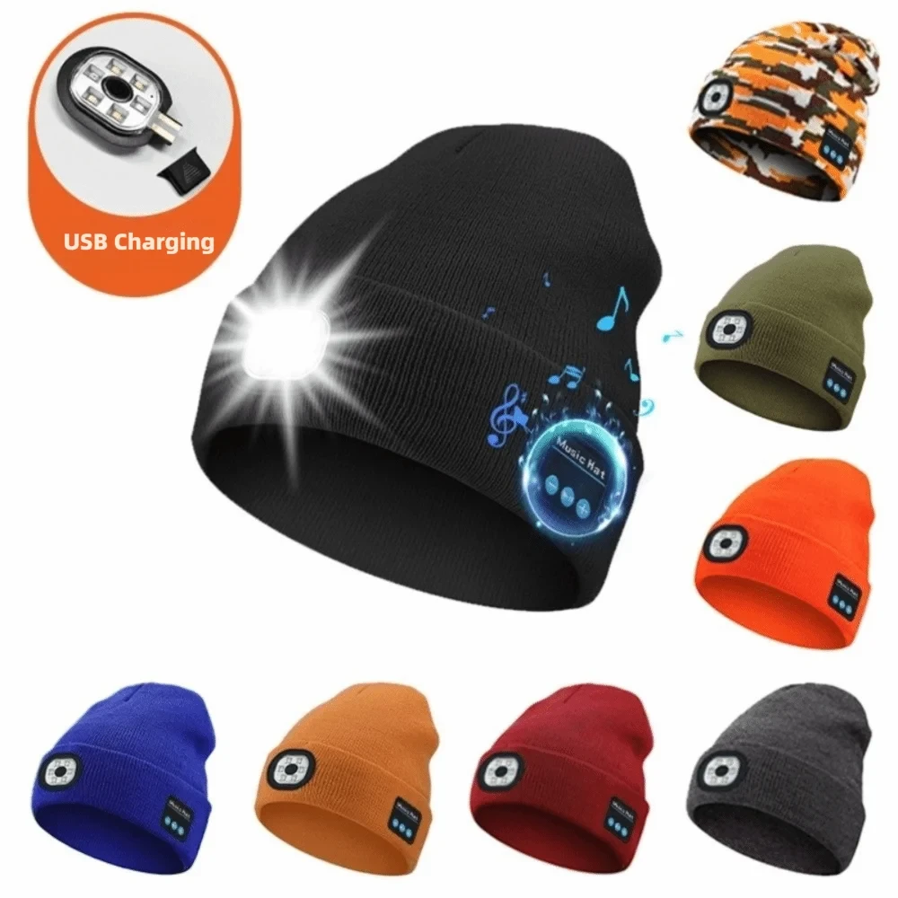 Bluetooth Beanie Hat with LED Light and Speakers