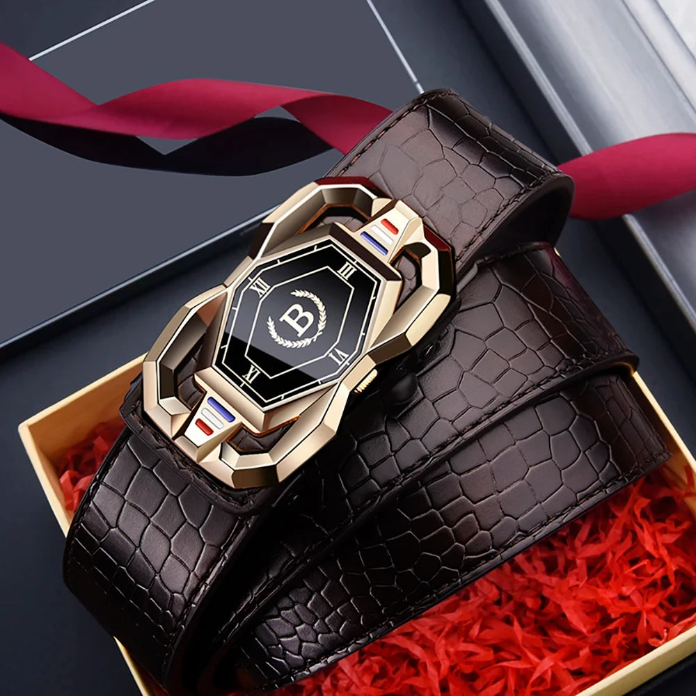 Crocodile Pattern Automatic Buckle Belt