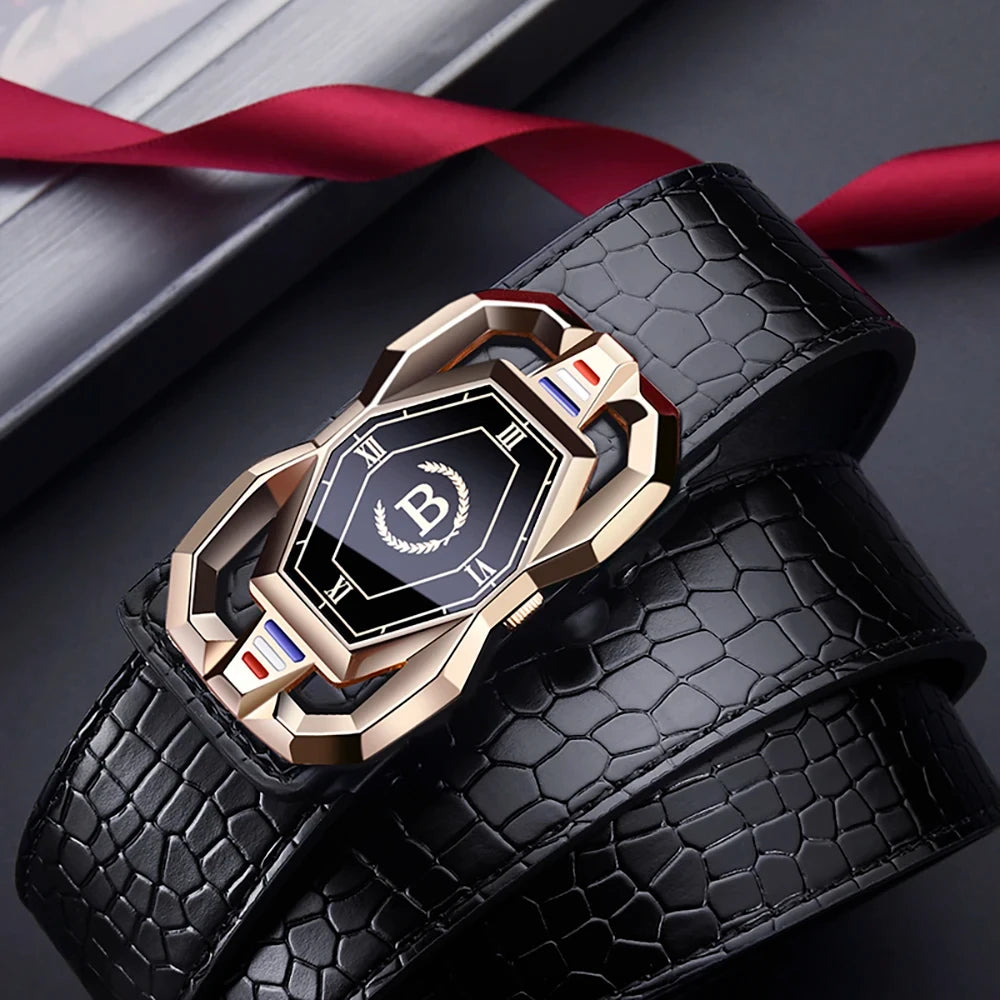 Crocodile Pattern Automatic Buckle Belt
