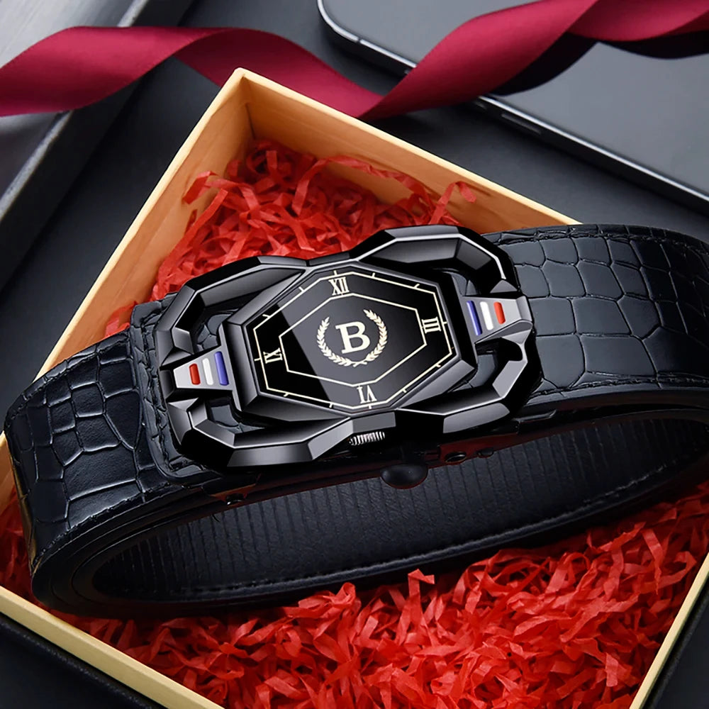 Crocodile Pattern Automatic Buckle Belt