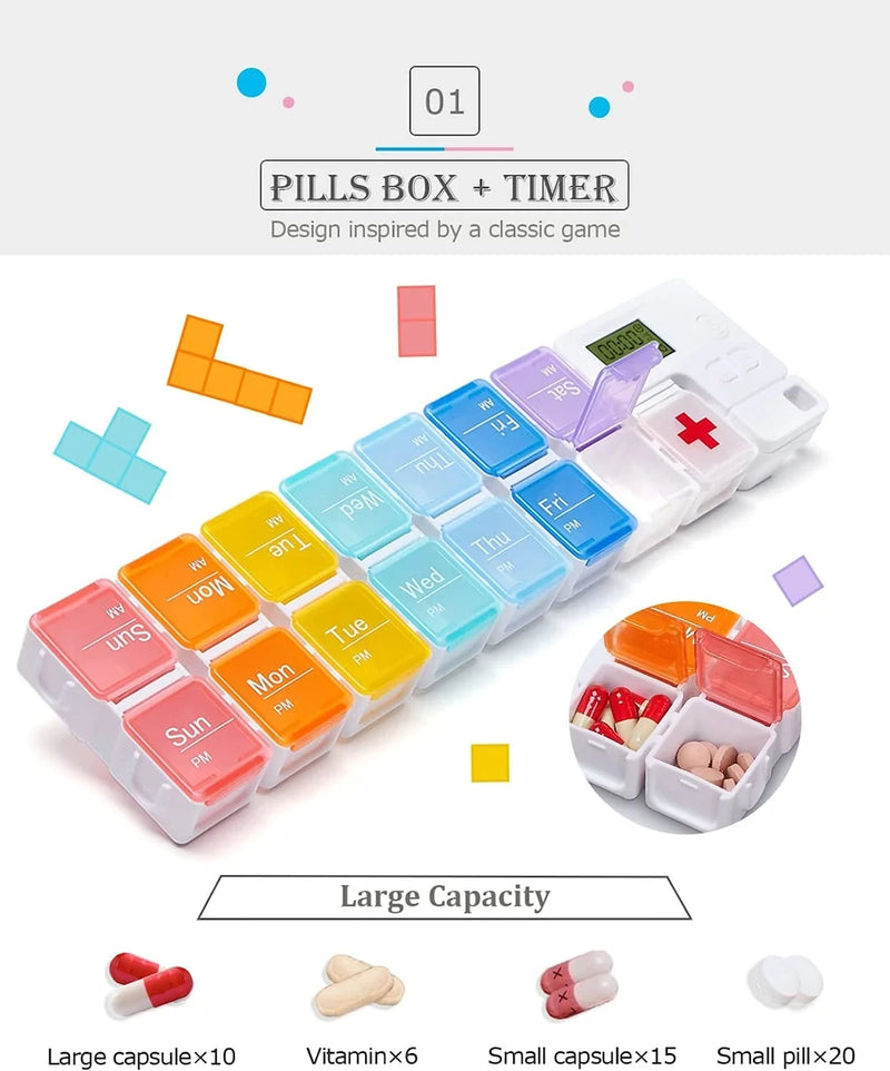 Electronic Weekly Pill Organizer with Alarm