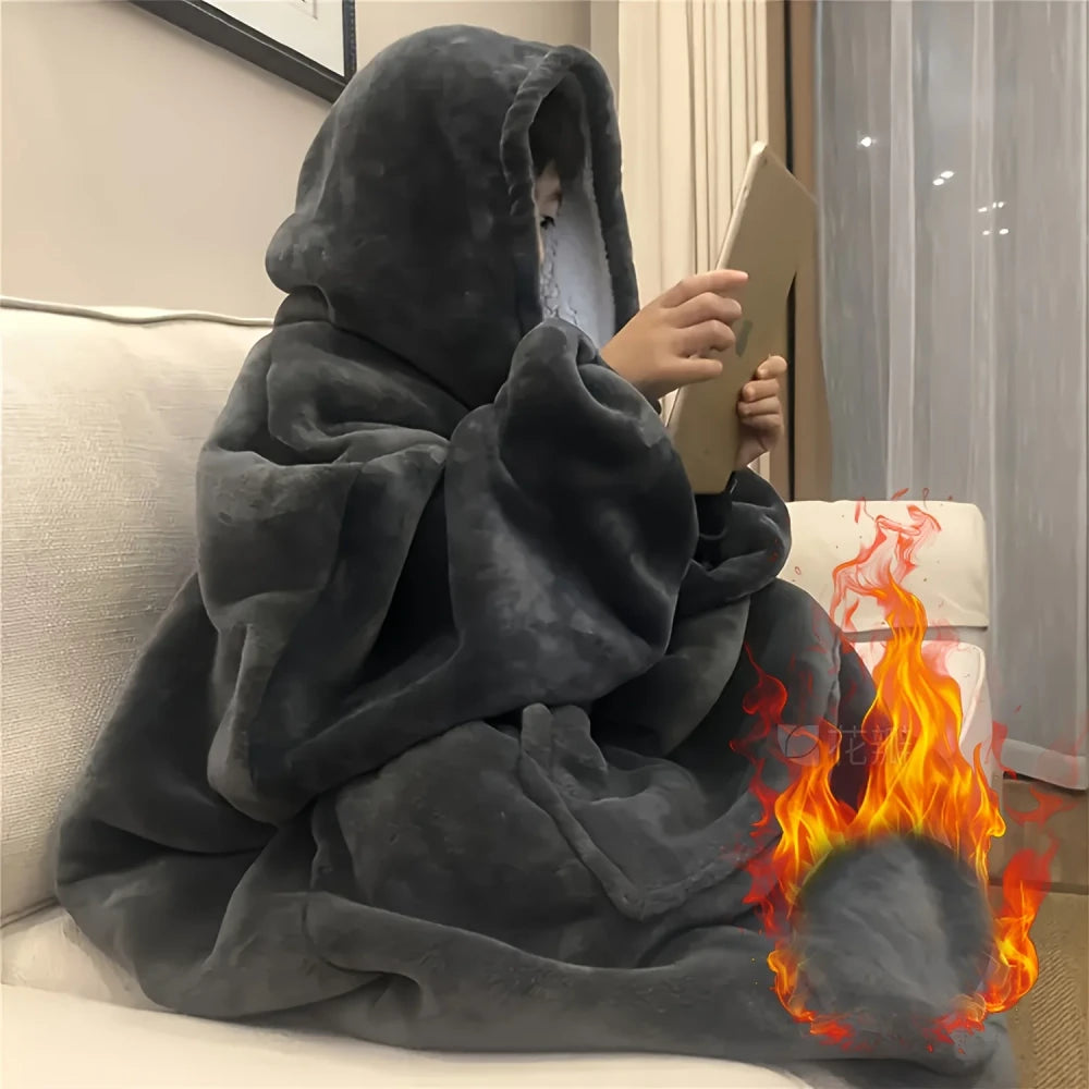 Cozy Reversible Fleece Hoodie Blanket