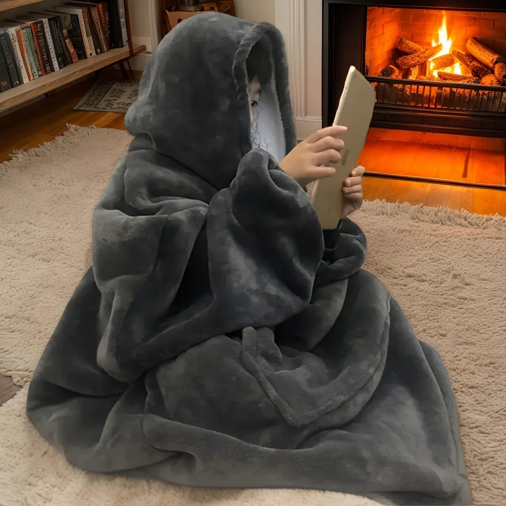 Cozy Reversible Fleece Hoodie Blanket