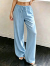 Casual Wide-Leg Polyester Pants