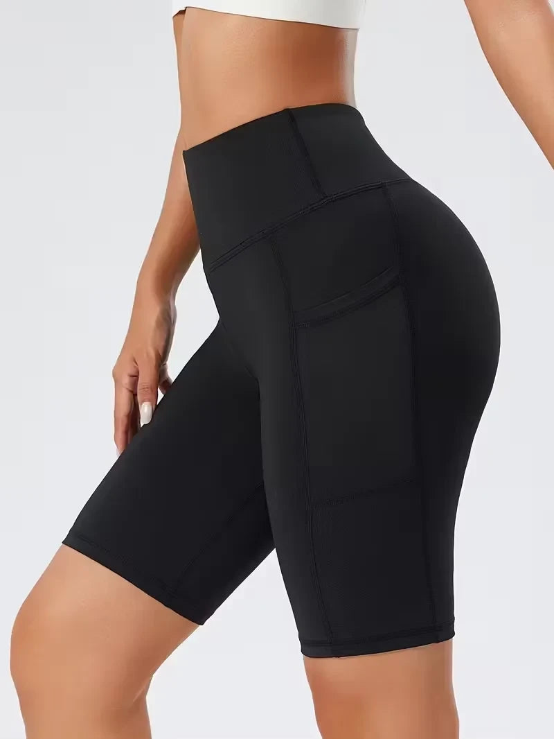 High-Waisted Cycling Shorts with Pockets