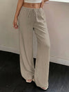 Casual Wide-Leg Polyester Pants