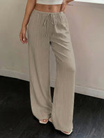 Casual Wide-Leg Polyester Pants
