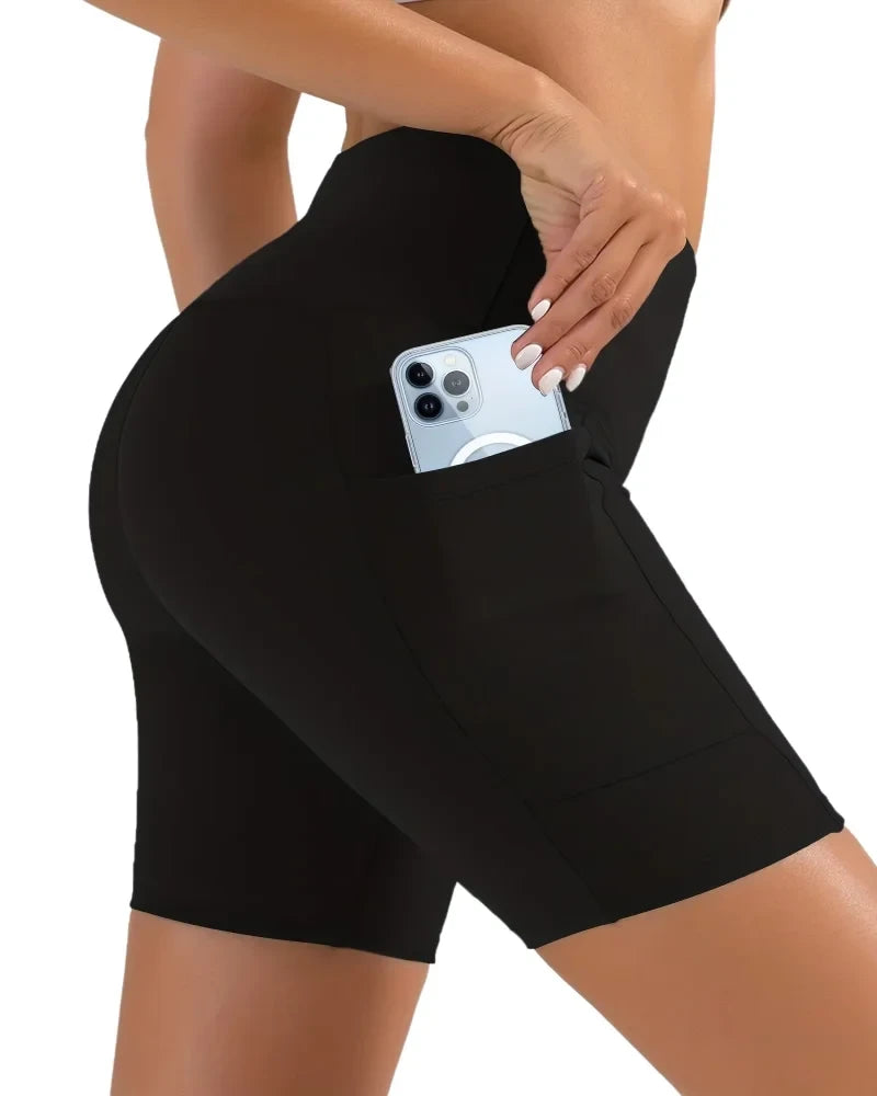 High-Waisted Cycling Shorts with Pockets