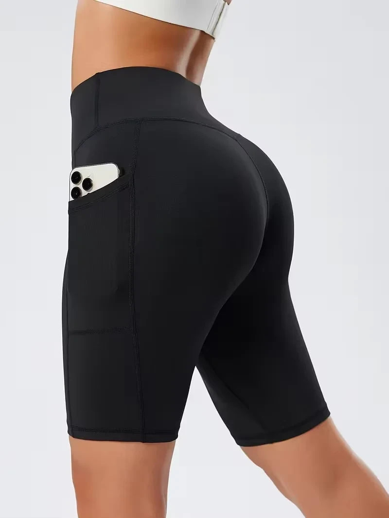 High-Waisted Cycling Shorts with Pockets