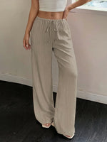 Casual Wide-Leg Polyester Pants