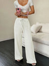Casual Wide-Leg Polyester Pants